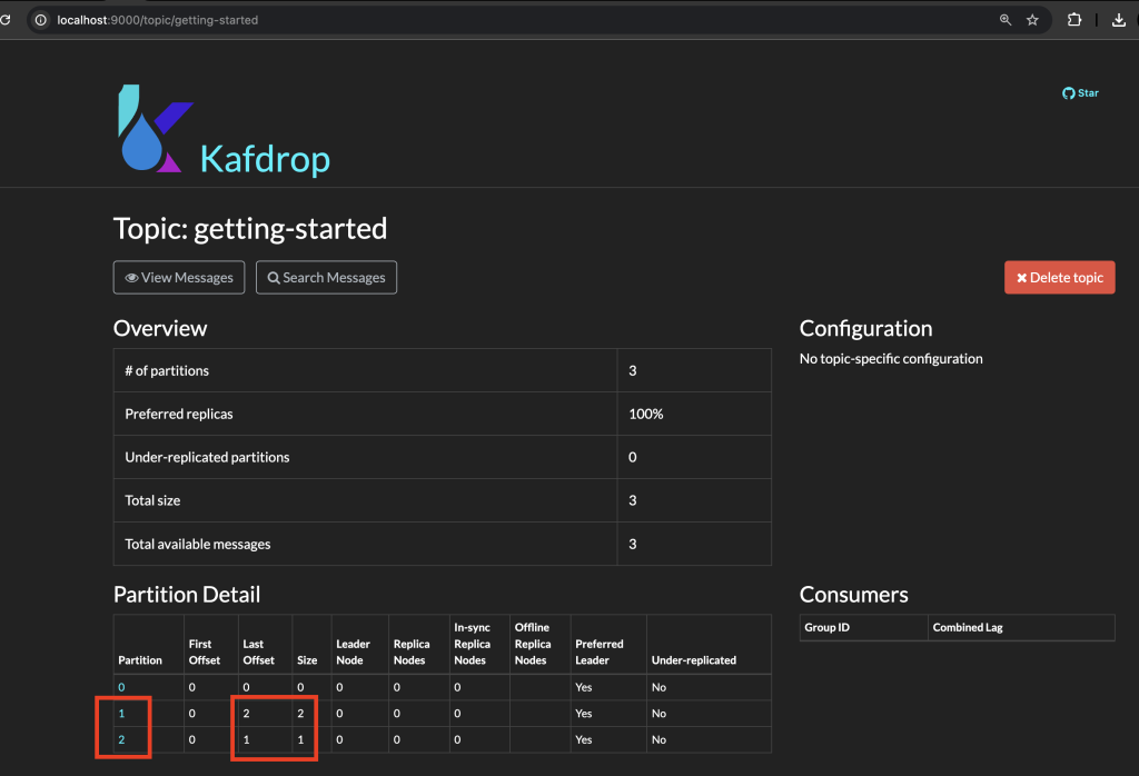 Partition Details View | Kafdrop
